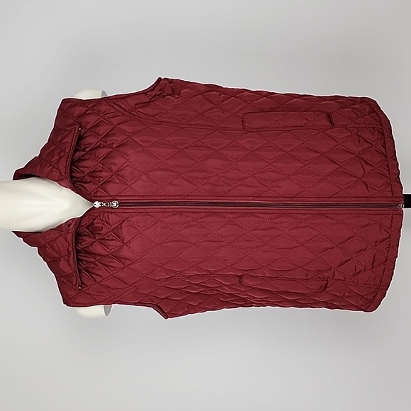 ⭐3/ $30⭐ Happy Lady Women Zip Mulberry Diamond Quilted Collar Vest Pockets Sz L - Picture 1 of 11
